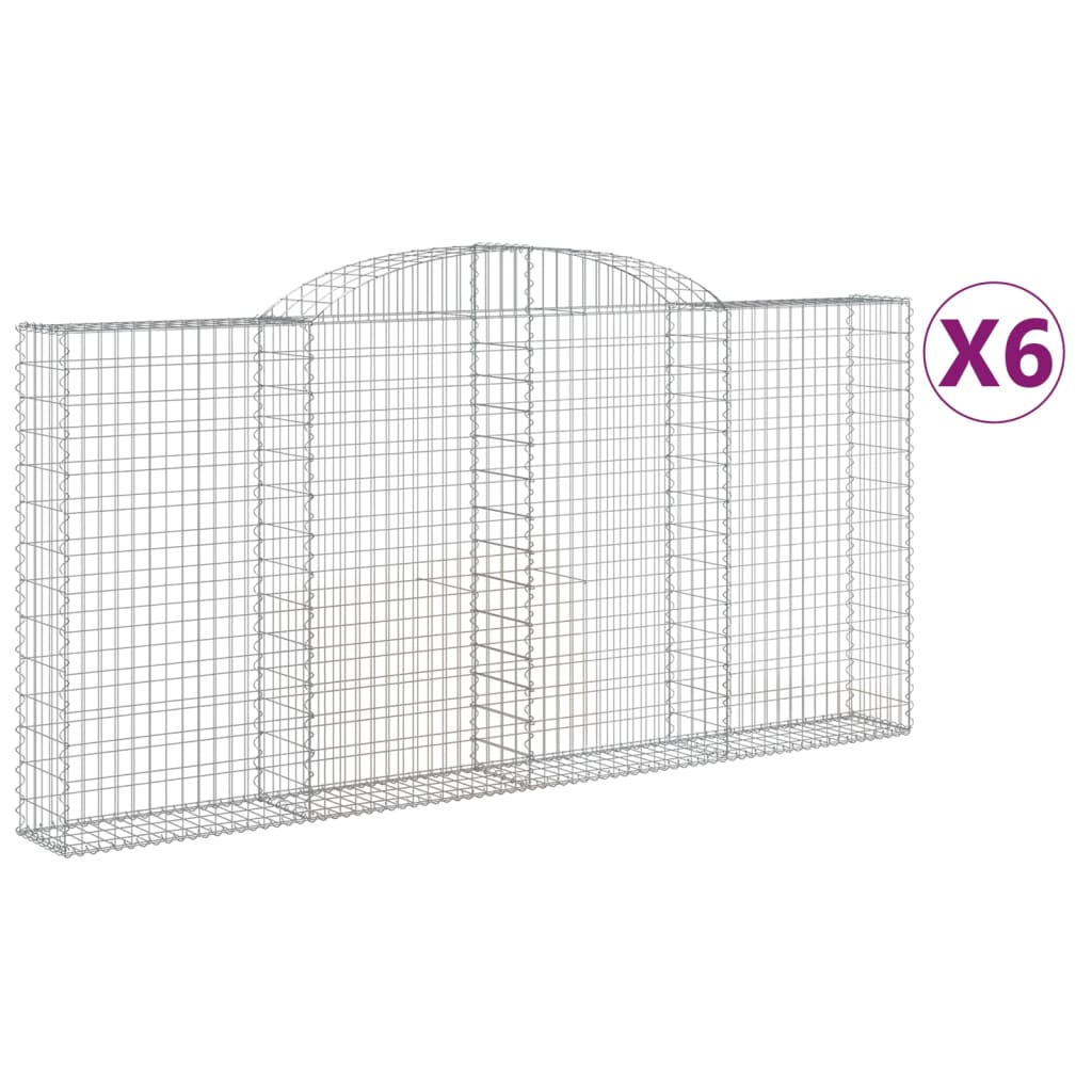 Συρματοκιβώτια Τοξωτά 6 τεμ. 300x30x140/160 εκ. Γαλβαν. Ατσάλι - Pakobazaar