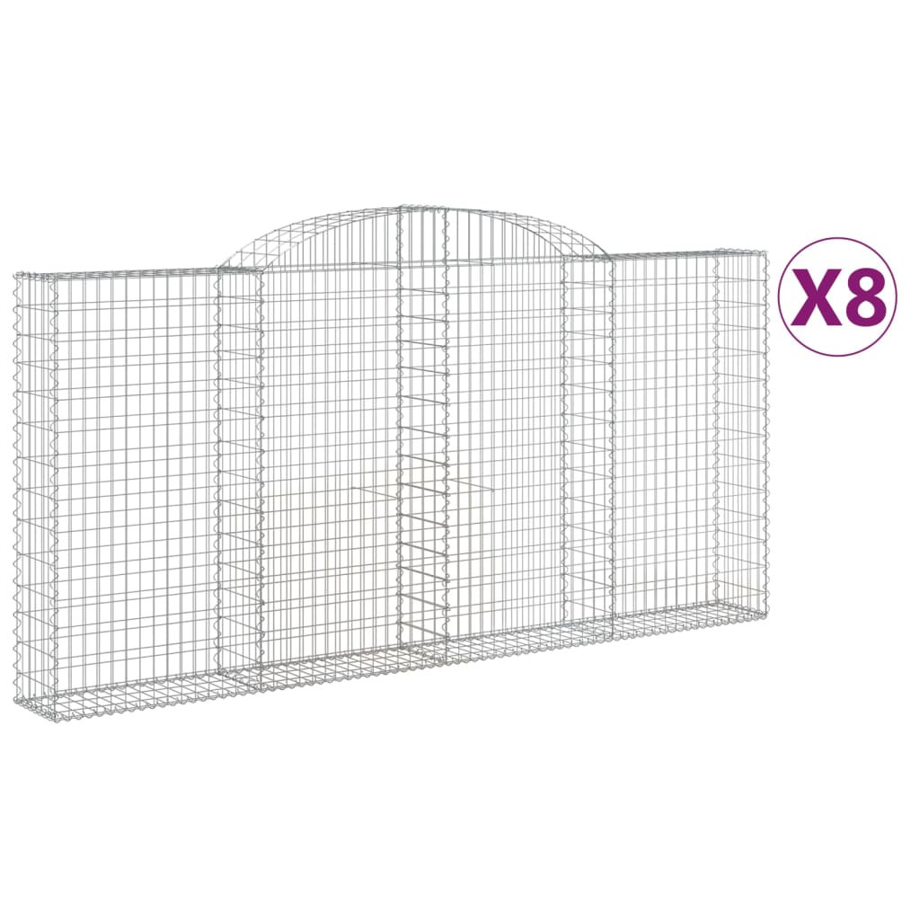 Συρματοκιβώτια Τοξωτά 8 τεμ. 300x30x140/160 εκ. Γαλβαν. Ατσάλι