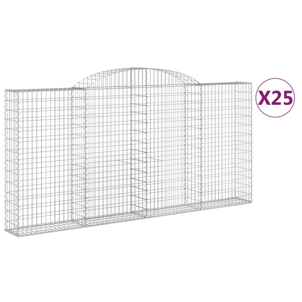 Συρματοκιβώτια Τοξωτά 25 τεμ. 300x30x140/160 εκ. Γαλβαν. Ατσάλι