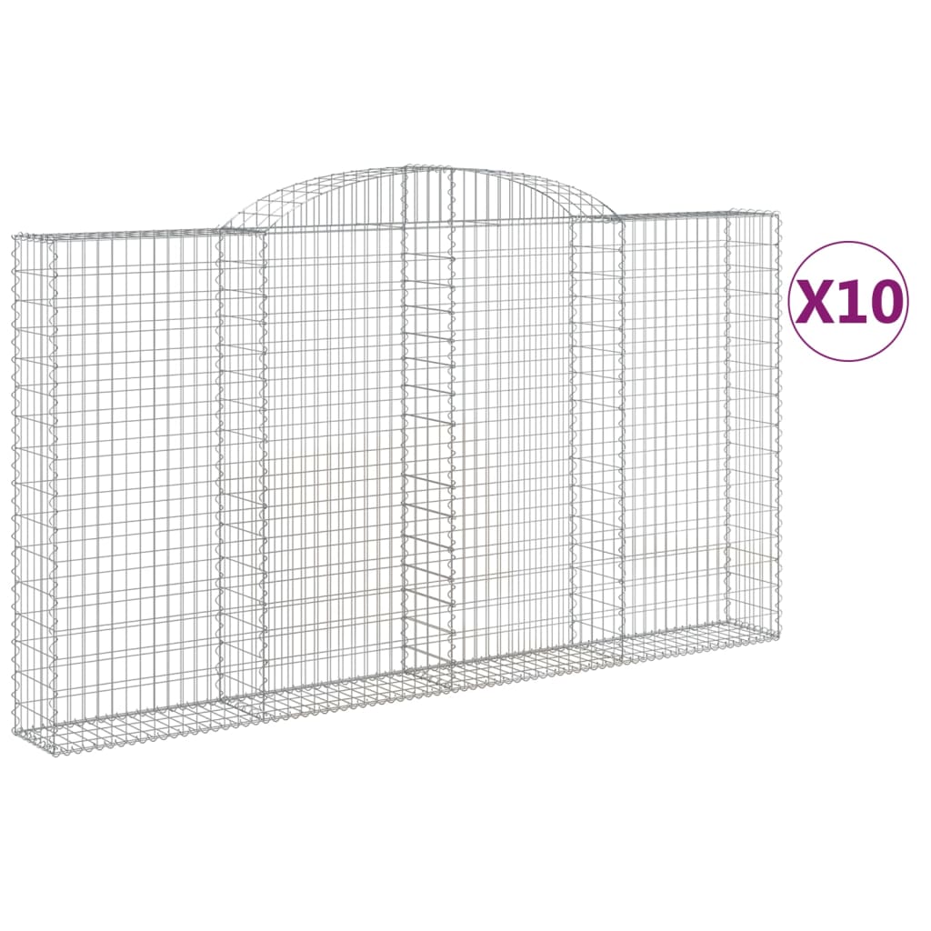 Συρματοκιβώτια Τοξωτά 10 τεμ. 300x30x160/180 εκ. Γαλβαν. Ατσάλι - Pakobazaar