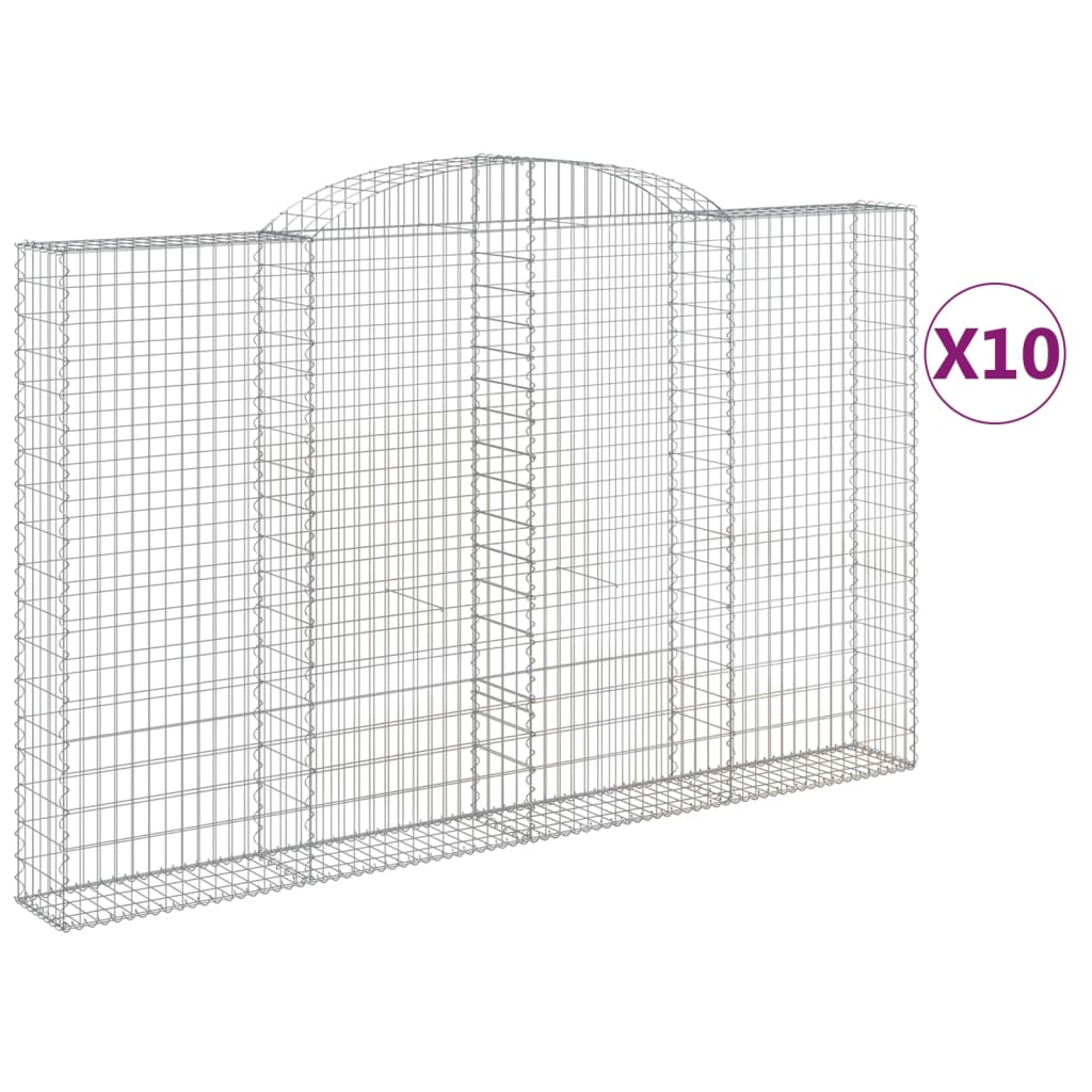 Συρματοκιβώτια Τοξωτά 10 τεμ. 300x30x180/200 εκ. Γαλβαν. Ατσάλι