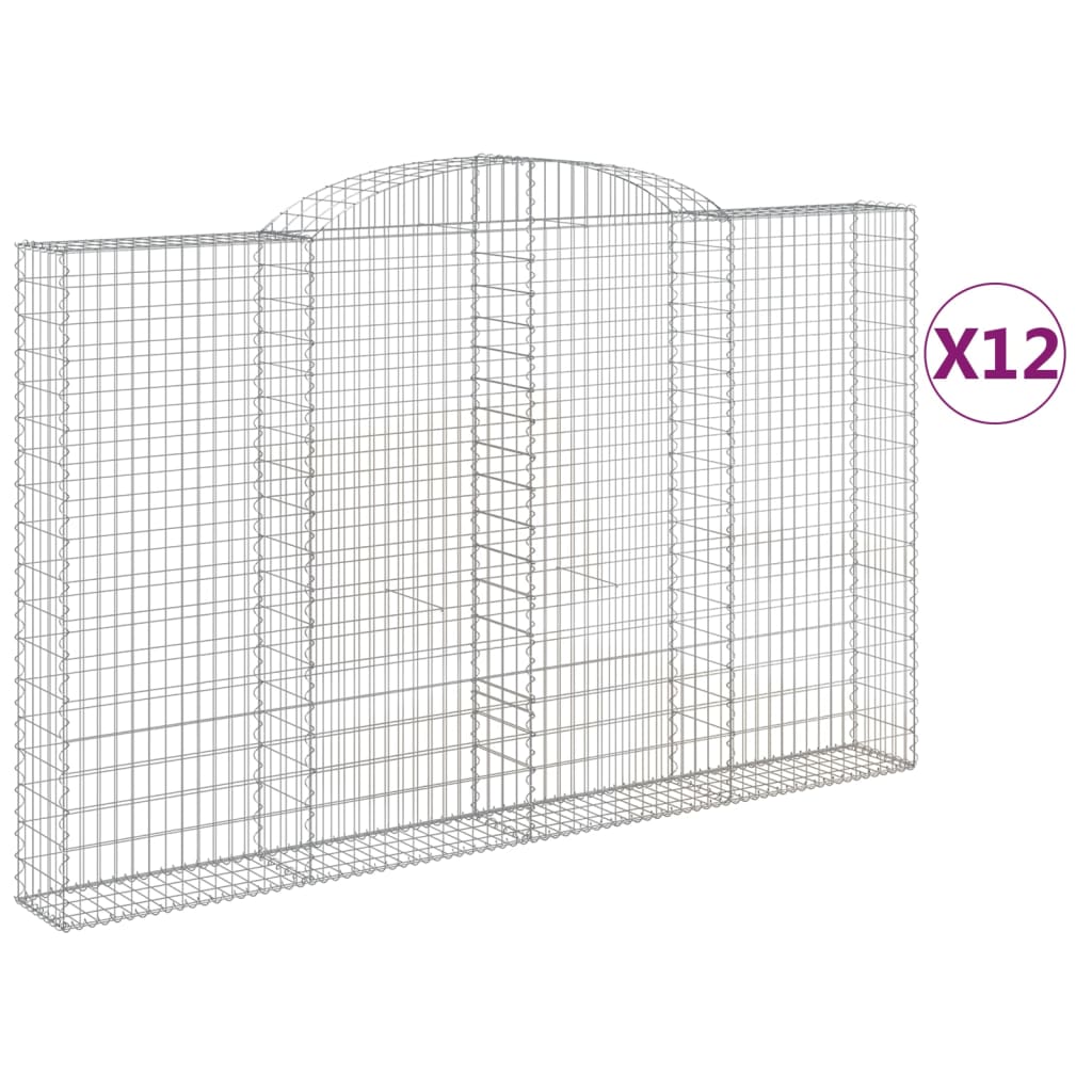 Συρματοκιβώτια Τοξωτά 12 τεμ. 300x30x180/200 εκ. Γαλβαν. Ατσάλι