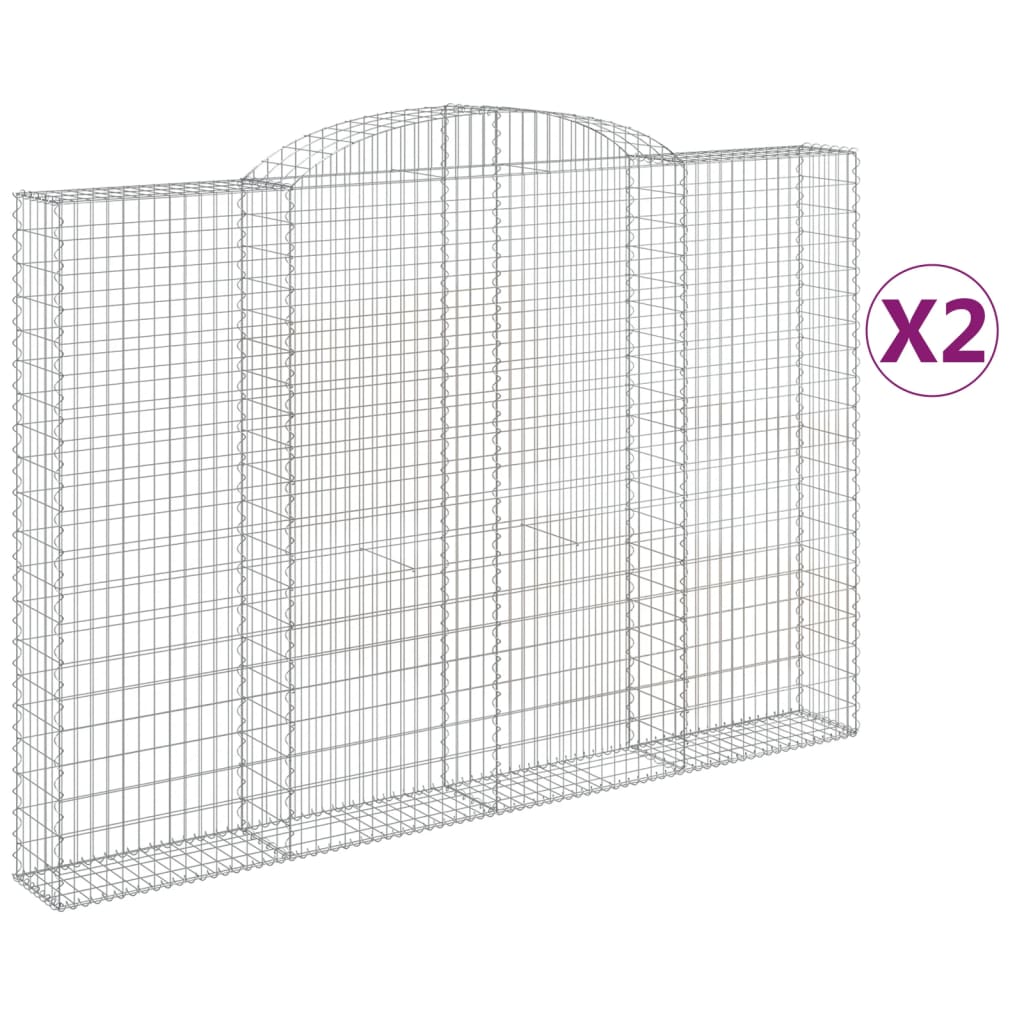 Συρματοκιβώτια Τοξωτά 2 τεμ. 300x30x200/220 εκ. Γαλβαν. Ατσάλι - Pakobazaar