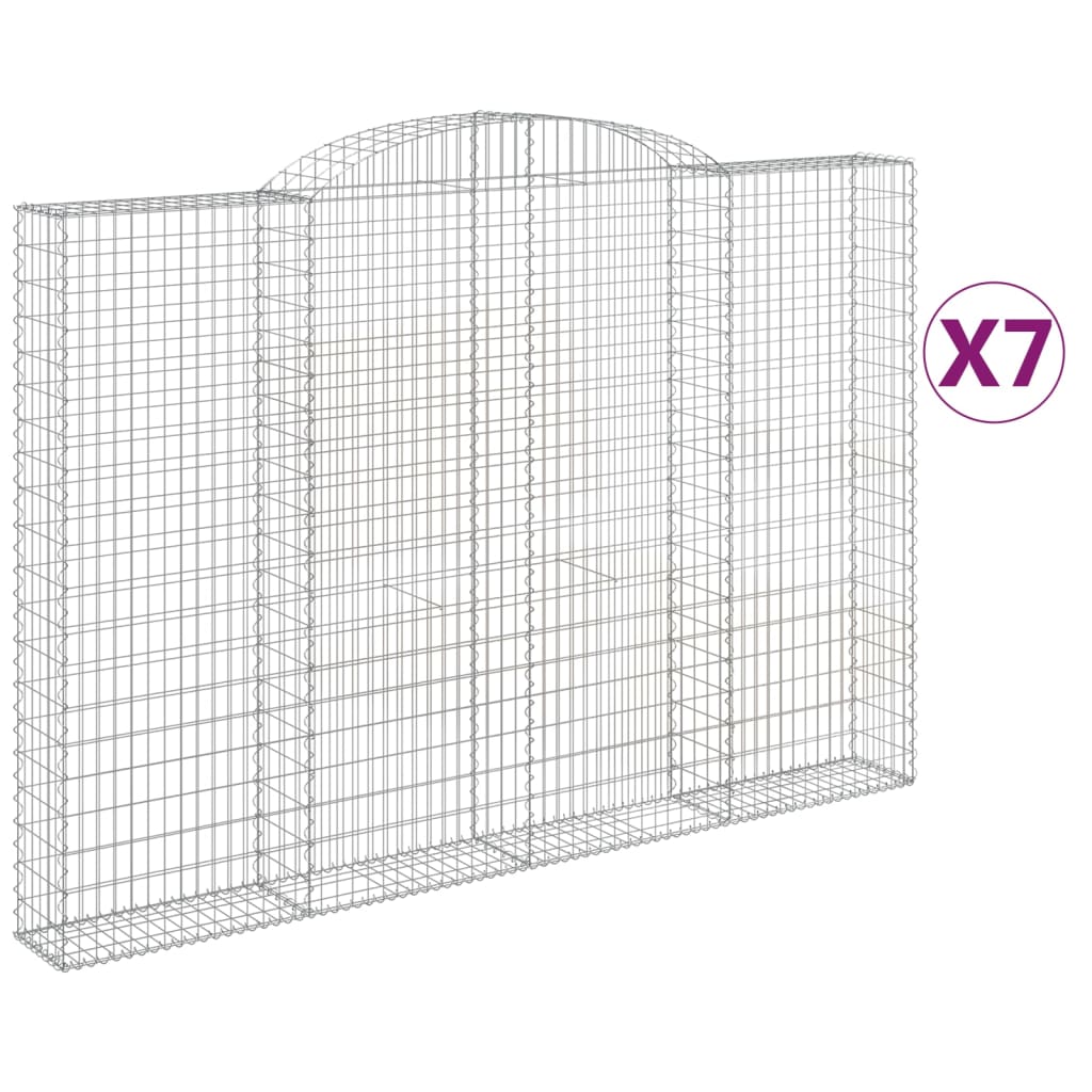 Συρματοκιβώτια Τοξωτά 7 τεμ. 300x30x200/220 εκ. Γαλβαν. Ατσάλι