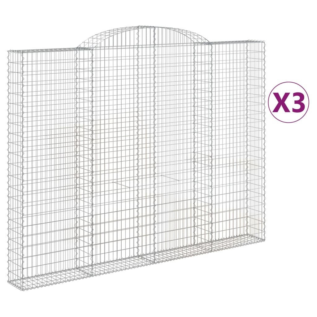 Συρματοκιβώτια Τοξωτά 3 τεμ. 300x30x220/240 εκ. Γαλβαν. Ατσάλι