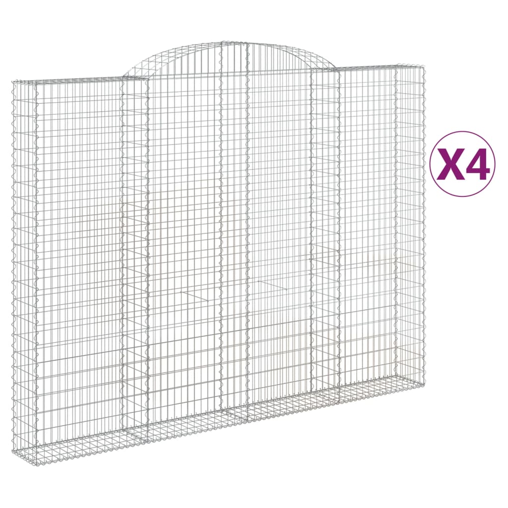Συρματοκιβώτια Τοξωτά 4 τεμ. 300x30x220/240 εκ. Γαλβαν. Ατσάλι - Pakobazaar