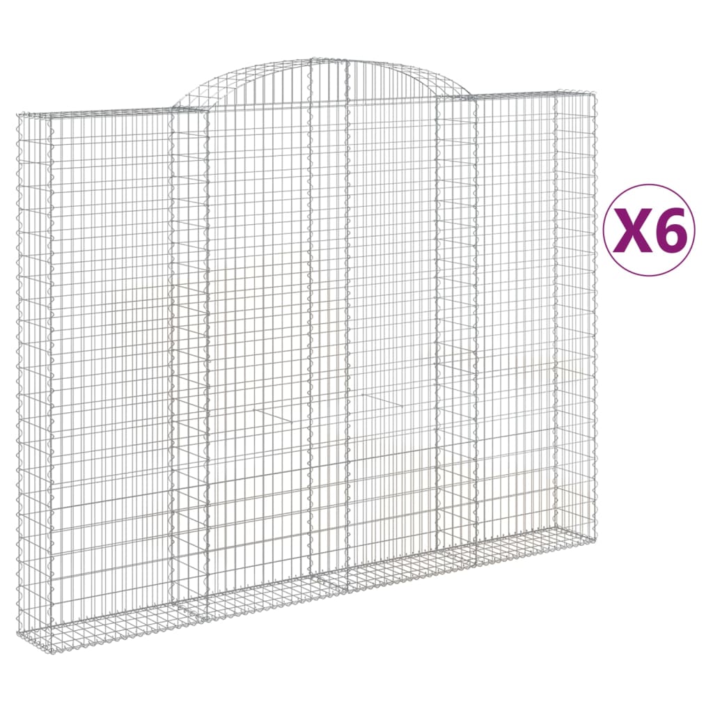 Συρματοκιβώτια Τοξωτά 6 τεμ. 300x30x220/240 εκ. Γαλβαν. Ατσάλι