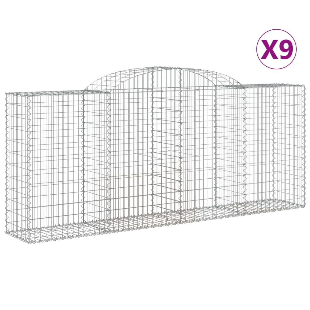 Συρματοκιβώτια Τοξωτά 9 τεμ. 300x50x120/140 εκ. Γαλβαν. Ατσάλι
