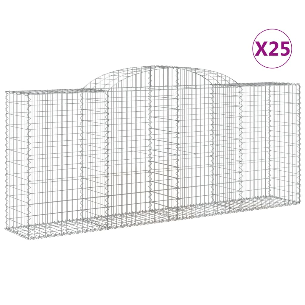 Συρματοκιβώτια Τοξωτά 25 τεμ. 300x50x120/140 εκ. Γαλβαν. Ατσάλι