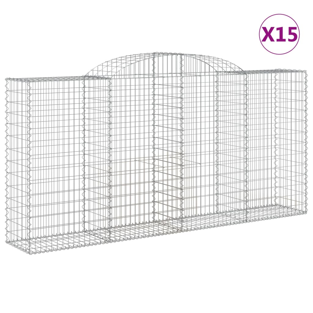 Συρματοκιβώτια Τοξωτά 15 τεμ. 300x50x140/160 εκ. Γαλβαν. Ατσάλι