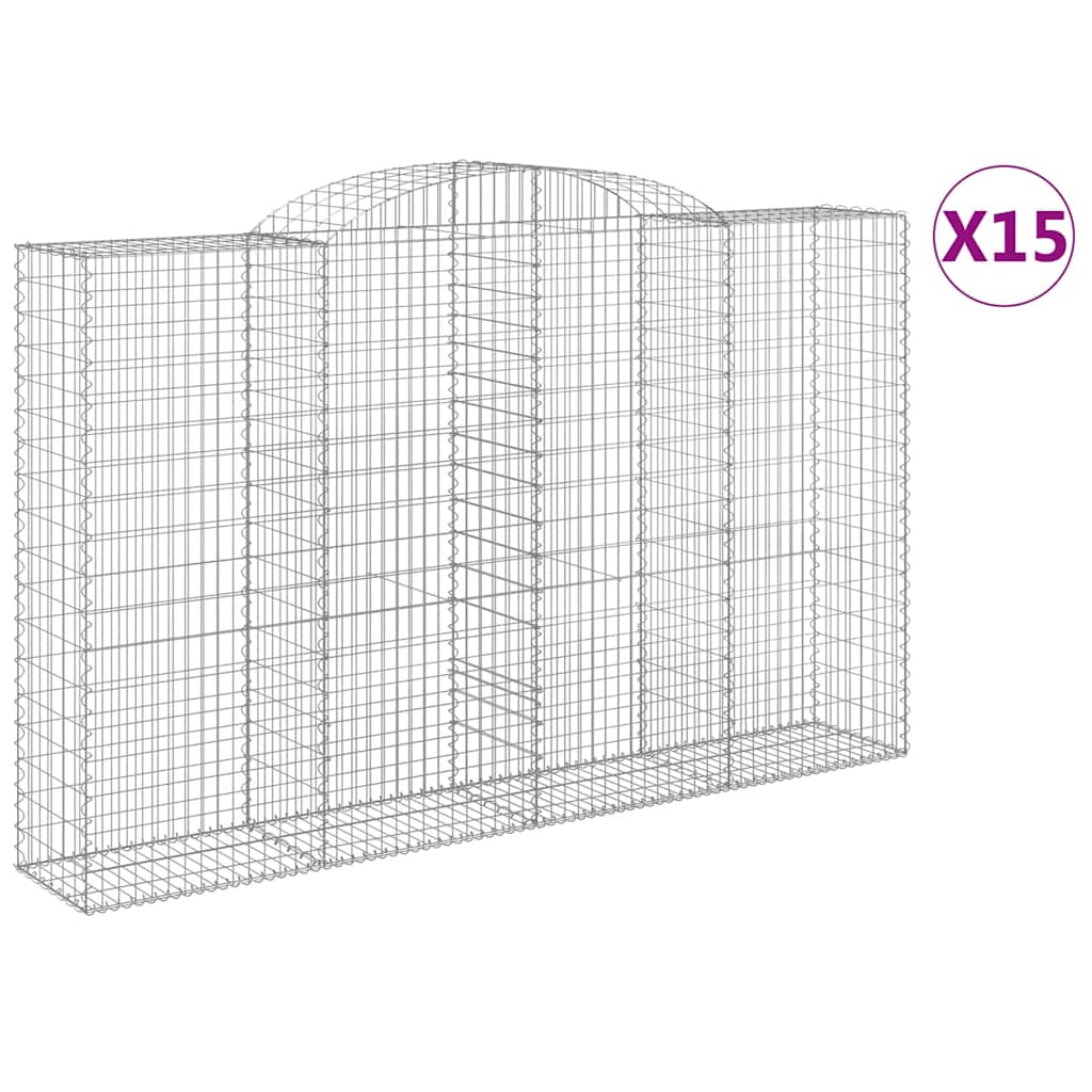 Συρματοκιβώτια Τοξωτά 15 τεμ. 300x50x180/200 εκ. Γαλβαν. Ατσάλι