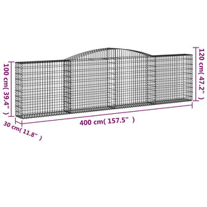 Συρματοκιβώτια Τοξωτά 2 τεμ. 400x30x100/120 εκ. Γαλβαν. Ατσάλι