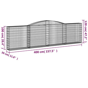 Συρματοκιβώτια Τοξωτά 4 τεμ. 400x30x100/120 εκ. Γαλβαν. Ατσάλι
