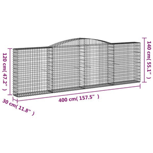 Συρματοκιβώτια Τοξωτά 5 τεμ. 400x30x120/140 εκ. Γαλβαν. Ατσάλι