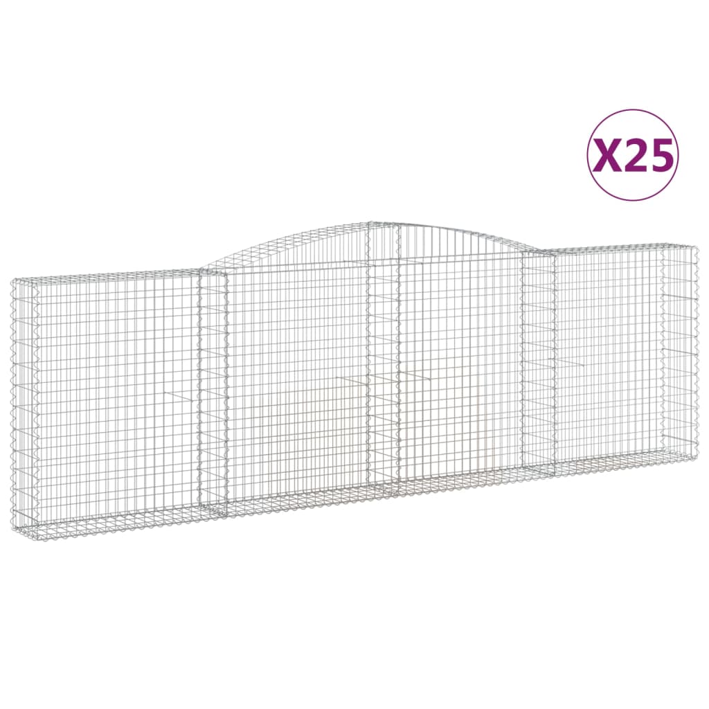 Συρματοκιβώτια Τοξωτά 25 τεμ. 400x30x120/140 εκ. Γαλβαν. Ατσάλι - Pakobazaar
