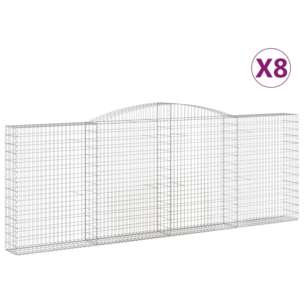 Συρματοκιβώτια Τοξωτά 8 τεμ. 400x30x140/160 εκ. Γαλβαν. Ατσάλι