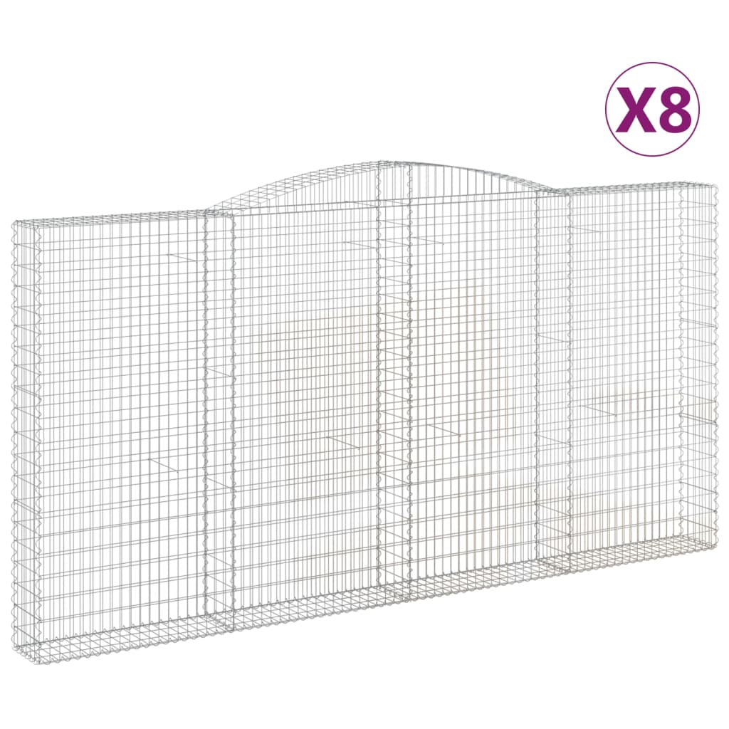 Συρματοκιβώτια Τοξωτά 8 τεμ. 400x30x200/220 εκ. Γαλβαν. Ατσάλι