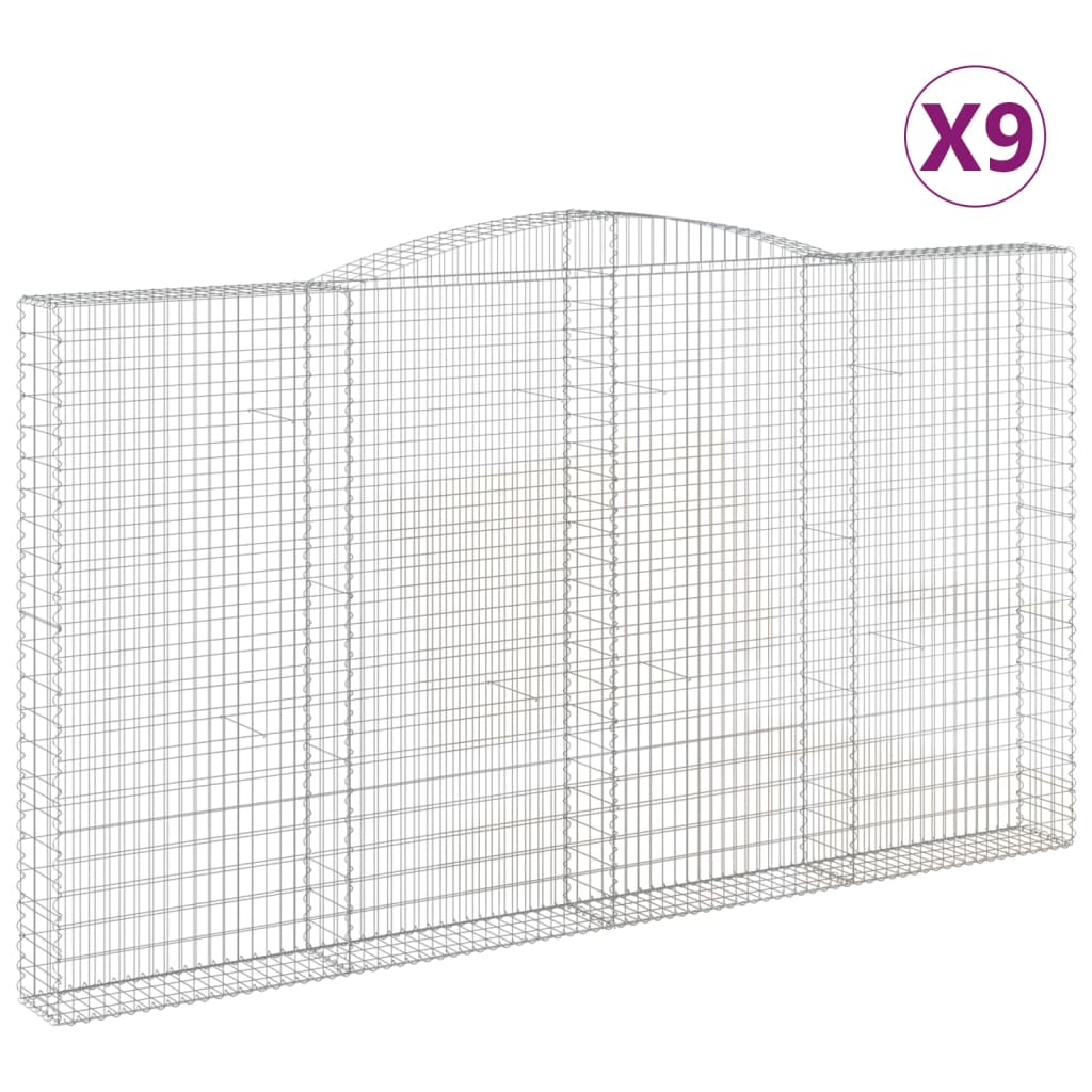 Συρματοκιβώτια Τοξωτά 9 τεμ. 400x30x220/240 εκ. Γαλβαν. Ατσάλι