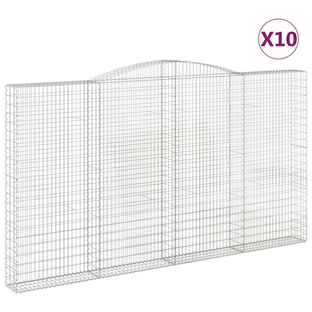 Συρματοκιβώτια Τοξωτά 10 τεμ. 400x30x220/240 εκ. Γαλβαν. Ατσάλι