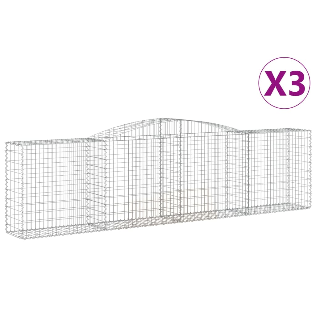 Συρματοκιβώτια Τοξωτά 3 τεμ. 400x50x100/120 εκ. Γαλβαν. Ατσάλι