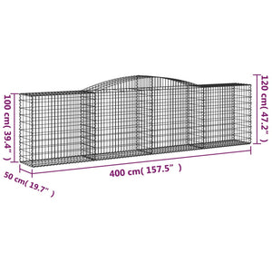 Συρματοκιβώτια Τοξωτά 6 τεμ. 400x50x100/120 εκ. Γαλβαν. Ατσάλι