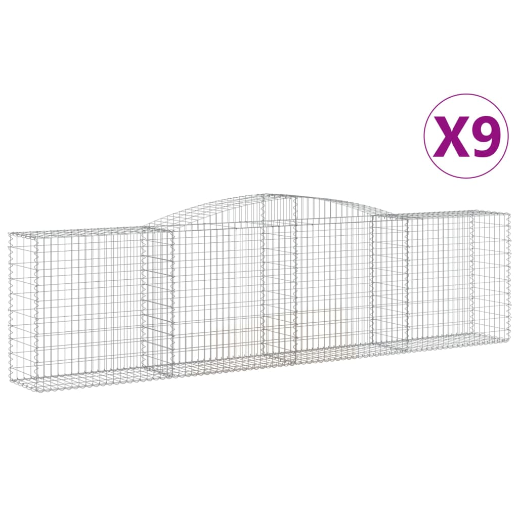 Συρματοκιβώτια Τοξωτά 9 τεμ. 400x50x100/120 εκ. Γαλβαν. Ατσάλι