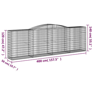 Συρματοκιβώτια Τοξωτά 6 τεμ. 400x50x120/140 εκ. Γαλβαν. Ατσάλι