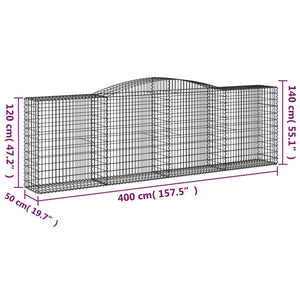 Συρματοκιβώτια Τοξωτά 10 τεμ. 400x50x120/140 εκ. Γαλβαν. Ατσάλι