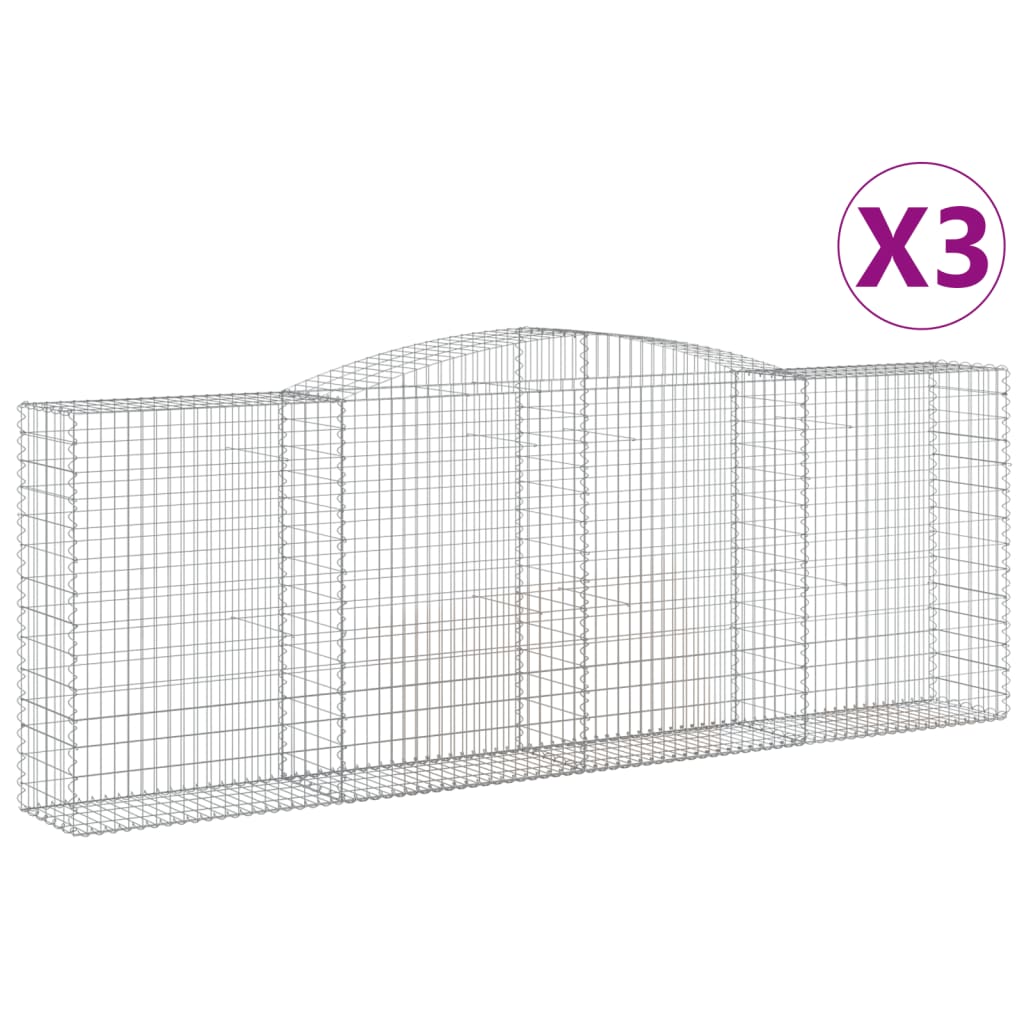 Συρματοκιβώτια Τοξωτά 3 τεμ. 400x50x140/160 εκ. Γαλβαν. Ατσάλι