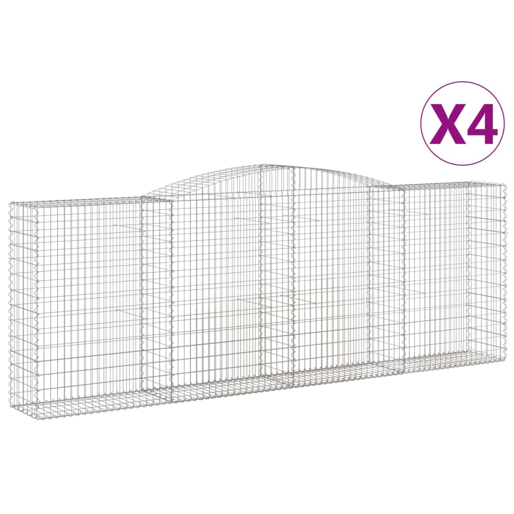 Συρματοκιβώτια Τοξωτά 4 τεμ. 400x50x140/160 εκ. Γαλβαν. Ατσάλι
