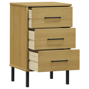 Κομοδίνο OSLO με Μεταλλικά Πόδια Καφέ από Μασίφ Ξύλο Πεύκου