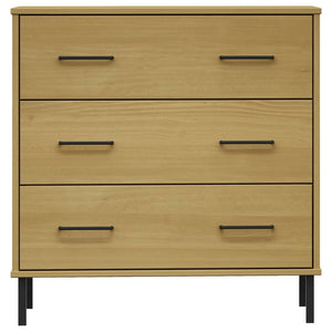 Ντουλάπι OSLO με 3 Συρτάρια Καφέ 77 x 40 x 79,5 εκ. Μασίφ Ξύλο - Pakobazaar