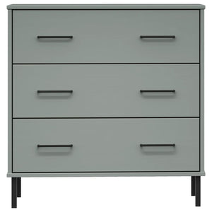 Ντουλάπι OSLO με 3 Συρτάρια Γκρι 77x40x79,5 εκ. Μασίφ Ξύλο