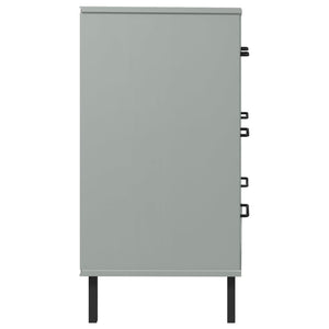 Ντουλάπι OSLO με 3 Συρτάρια Γκρι 77x40x79,5 εκ. Μασίφ Ξύλο