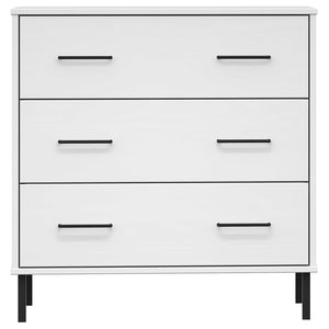 Ντουλάπι OSLO με 3 Συρτάρια Λευκό 77x40x79,5 εκ. Μασίφ Ξύλο - Pakobazaar