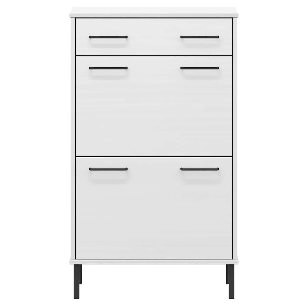 Παπουτσοθήκη OSLO Λευκή Μασίφ Ξύλο Πεύκου με Μετ. Πόδια