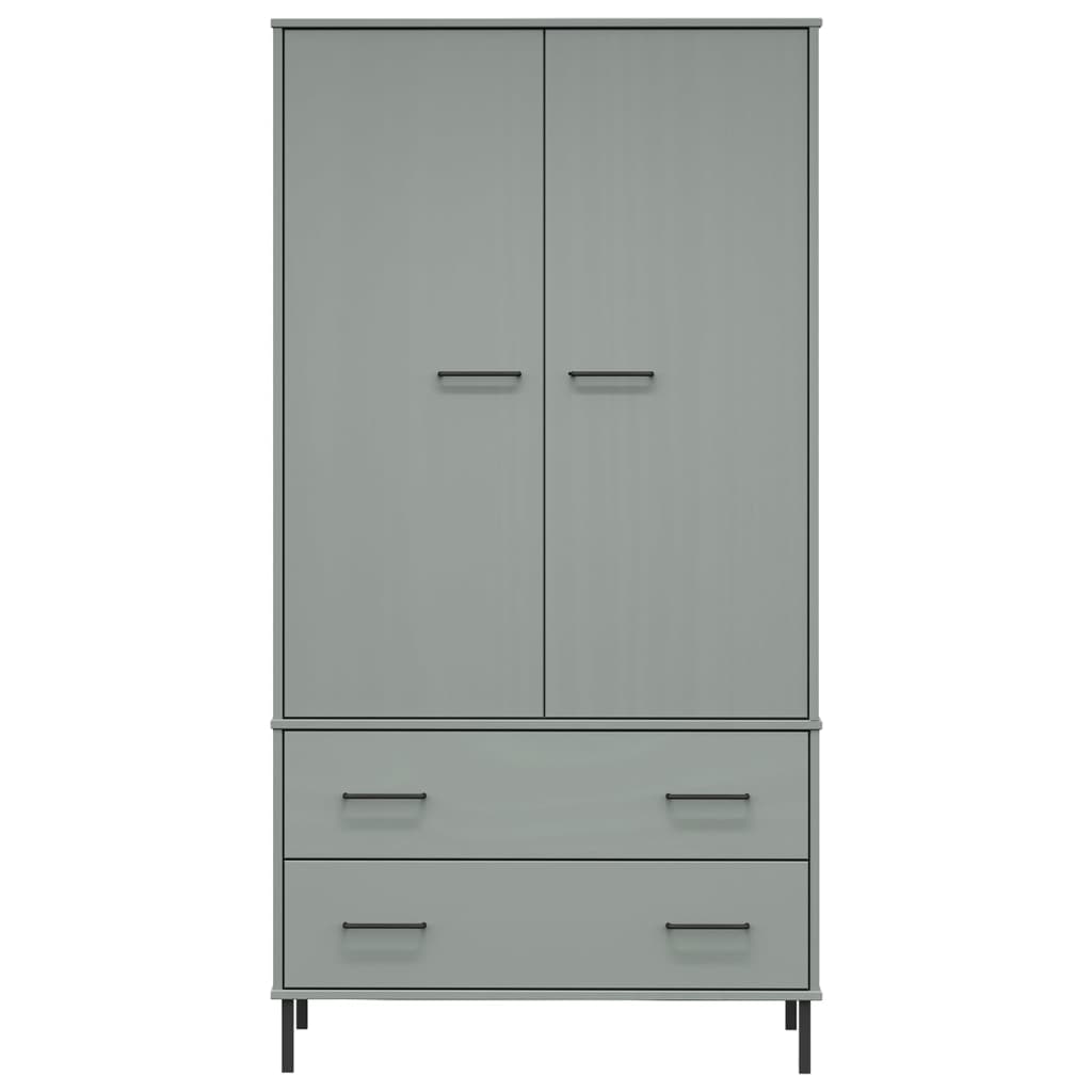 Ντουλάπα OSLO Γκρι 90x55x172,5 εκ. Μασίφ Ξύλο με Μετ. Πόδια