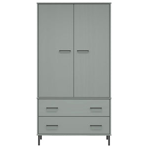 Ντουλάπα OSLO Γκρι 90x55x172,5 εκ. Μασίφ Ξύλο με Μετ. Πόδια