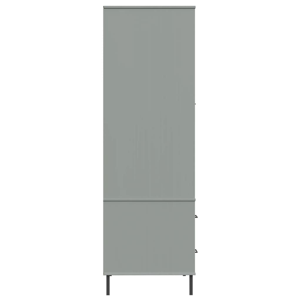 Ντουλάπα OSLO Γκρι 90x55x172,5 εκ. Μασίφ Ξύλο με Μετ. Πόδια