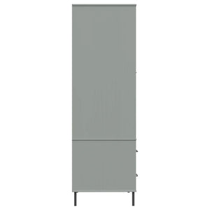 Ντουλάπα OSLO Γκρι 90x55x172,5 εκ. Μασίφ Ξύλο με Μετ. Πόδια