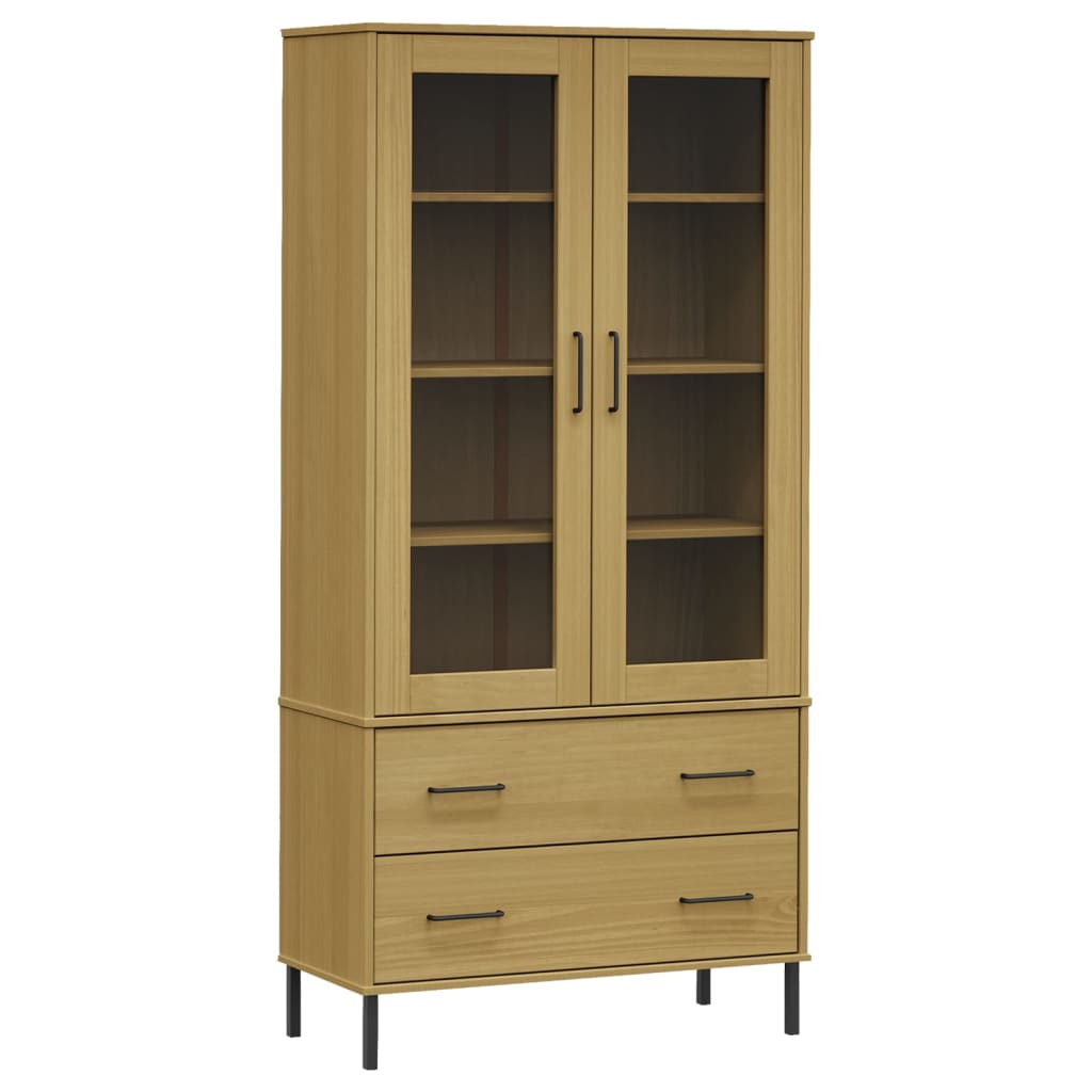 Βιβλιοθήκη OSLO Καφέ 85x35x172,5 εκ. Μασίφ Ξύλο με Μεταλ. Πόδια - Pakobazaar