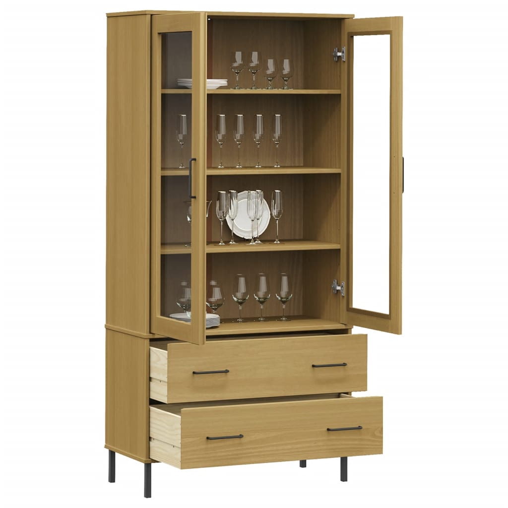 Βιβλιοθήκη OSLO Καφέ 85x35x172,5 εκ. Μασίφ Ξύλο με Μεταλ. Πόδια - Pakobazaar