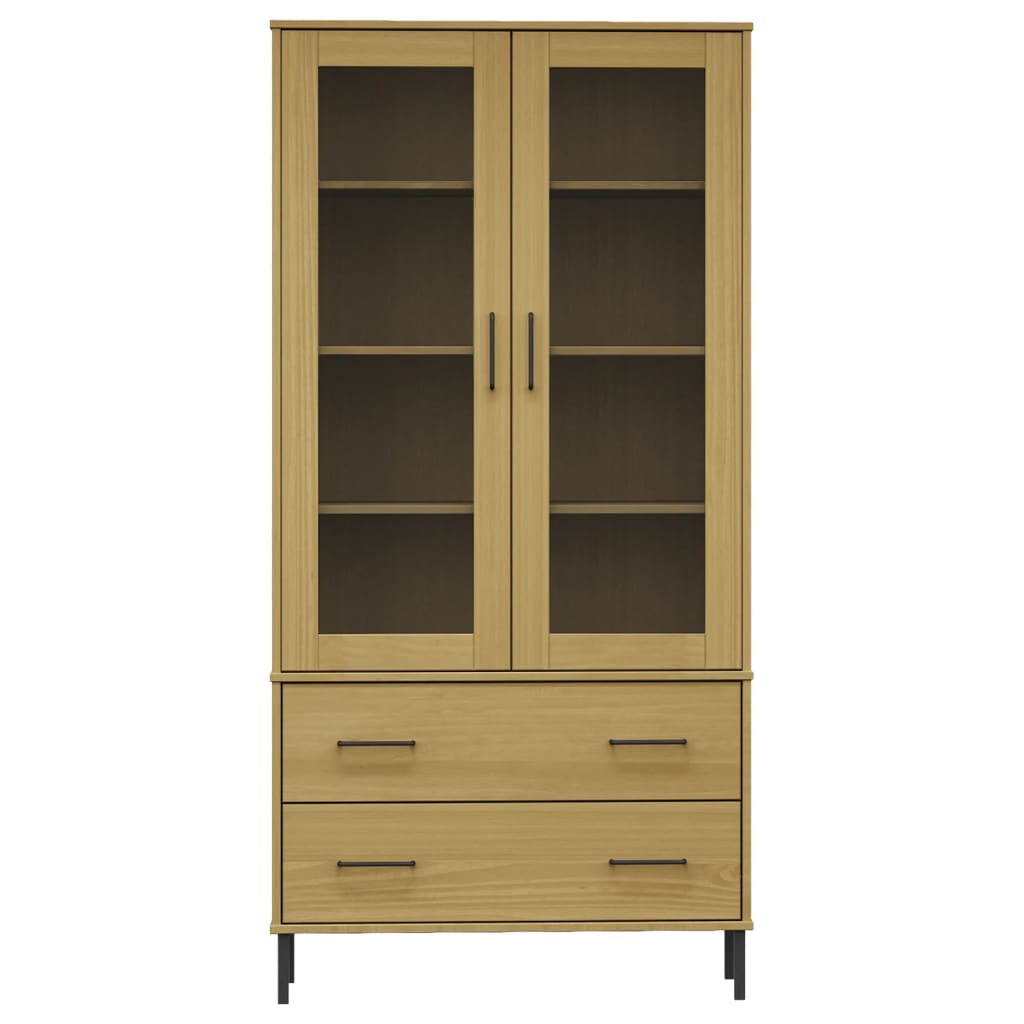 Βιβλιοθήκη OSLO Καφέ 85x35x172,5 εκ. Μασίφ Ξύλο με Μεταλ. Πόδια - Pakobazaar
