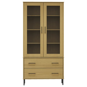 Βιβλιοθήκη OSLO Καφέ 85x35x172,5 εκ. Μασίφ Ξύλο με Μεταλ. Πόδια - Pakobazaar