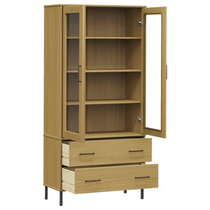 Βιβλιοθήκη OSLO Καφέ 85x35x172,5 εκ. Μασίφ Ξύλο με Μεταλ. Πόδια - Pakobazaar