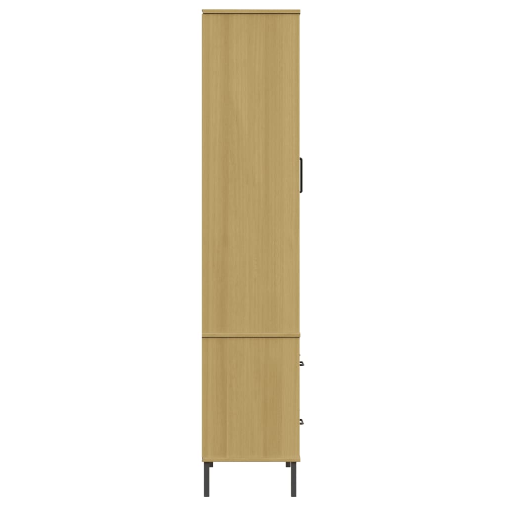 Βιβλιοθήκη OSLO Καφέ 85x35x172,5 εκ. Μασίφ Ξύλο με Μεταλ. Πόδια - Pakobazaar