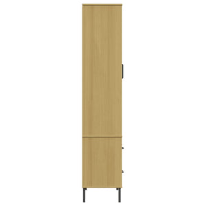 Βιβλιοθήκη OSLO Καφέ 85x35x172,5 εκ. Μασίφ Ξύλο με Μεταλ. Πόδια - Pakobazaar