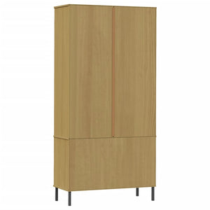 Βιβλιοθήκη OSLO Καφέ 85x35x172,5 εκ. Μασίφ Ξύλο με Μεταλ. Πόδια - Pakobazaar