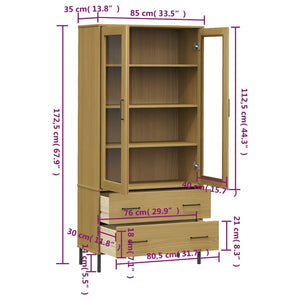 Βιβλιοθήκη OSLO Καφέ 85x35x172,5 εκ. Μασίφ Ξύλο με Μεταλ. Πόδια - Pakobazaar
