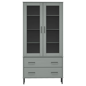 Βιβλιοθήκη OSLO Γκρι 85x35x172,5 εκ. Μασίφ Ξύλο με Μεταλ. Πόδια - Pakobazaar
